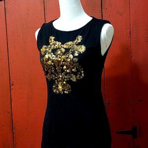 Nanette Lapore - Black and Gold Sequined Tank - XSmall